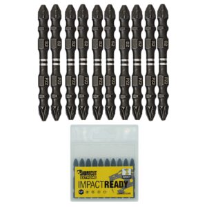10pcs 65mm Pozidriv (PZ2) Impact Screwdriver Bits - SCPZ265_10