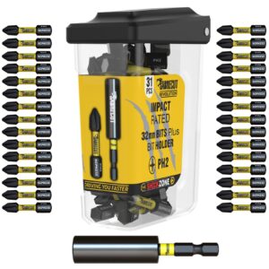 30pcs 32mm Phillips (PH2) Impact Screwdriver Bits and Storage Box - SCRPH23231B