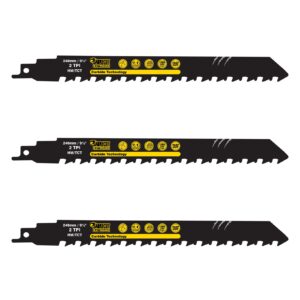 3pcs S1543HM 240mm 2TPI Tungsten Carbide Reciprocating Saw Blades - SCRS1543HM_3