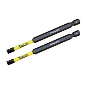 2pcs 89mm Slotted (SL6) Impact Screwdriver Bits - SCRSL689_2