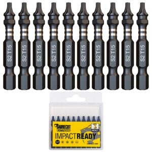 10pcs 50mm Torx (T-15) Impact Screwdriver Bits - SCTX1550_10