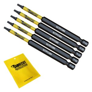 5pcs 89mm Torx (T-15) Tamper Proof Security Impact Screwdriver Bits - SCTP1589_5