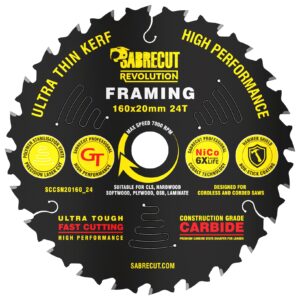 1pc 160mm 24T Thin Kerf Framing Saw Blade - SCCSN20160_24