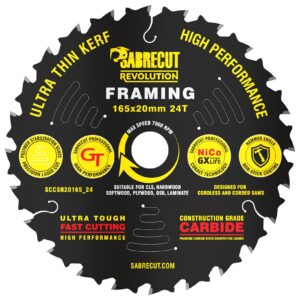 1pc 165mm 24T Thin Kerf Framing Saw Blade - SCCSN20165_24