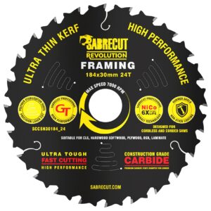 1pc 184mm 24T Thin Kerf Framing Saw Blade - SCCSN30184_24