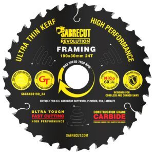 1pc 190mm 24T Thin Kerf Framing Saw Blade - SCCSN30190_24