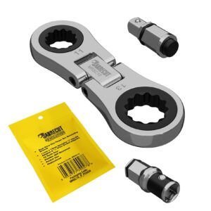 1pc Dual Drive Flex Finger 11mm & 13mm Micro Ratchet With 1/4" Hex & Socket Adapters - MRSC10