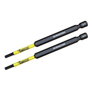2pcs 89mm Hex (H2.5) Tamper Proof Security Impact Screwdriver Bits - SCRHS2589_2
