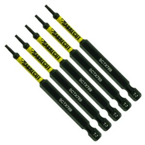 5pcs 89mm Torx (T-7) Impact Screwdriver Bits - SCTX789_5